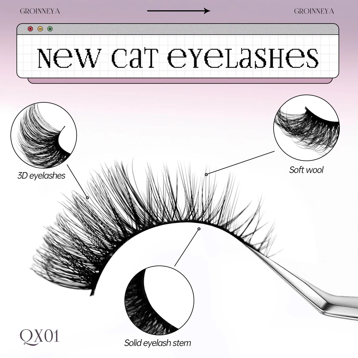 Cat Eye Lashes: Faux Mink, Soft Natural Long Strips.