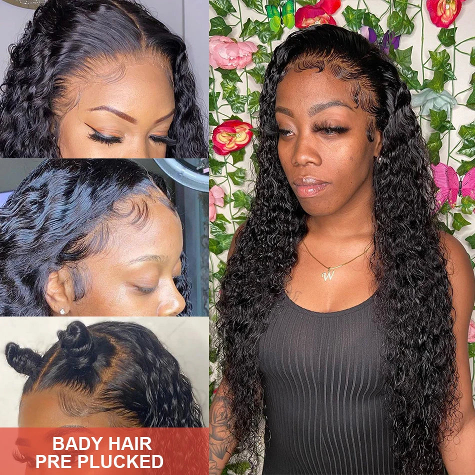 30-34 Inch Water Wave Full Lace Front Wig for Black Women