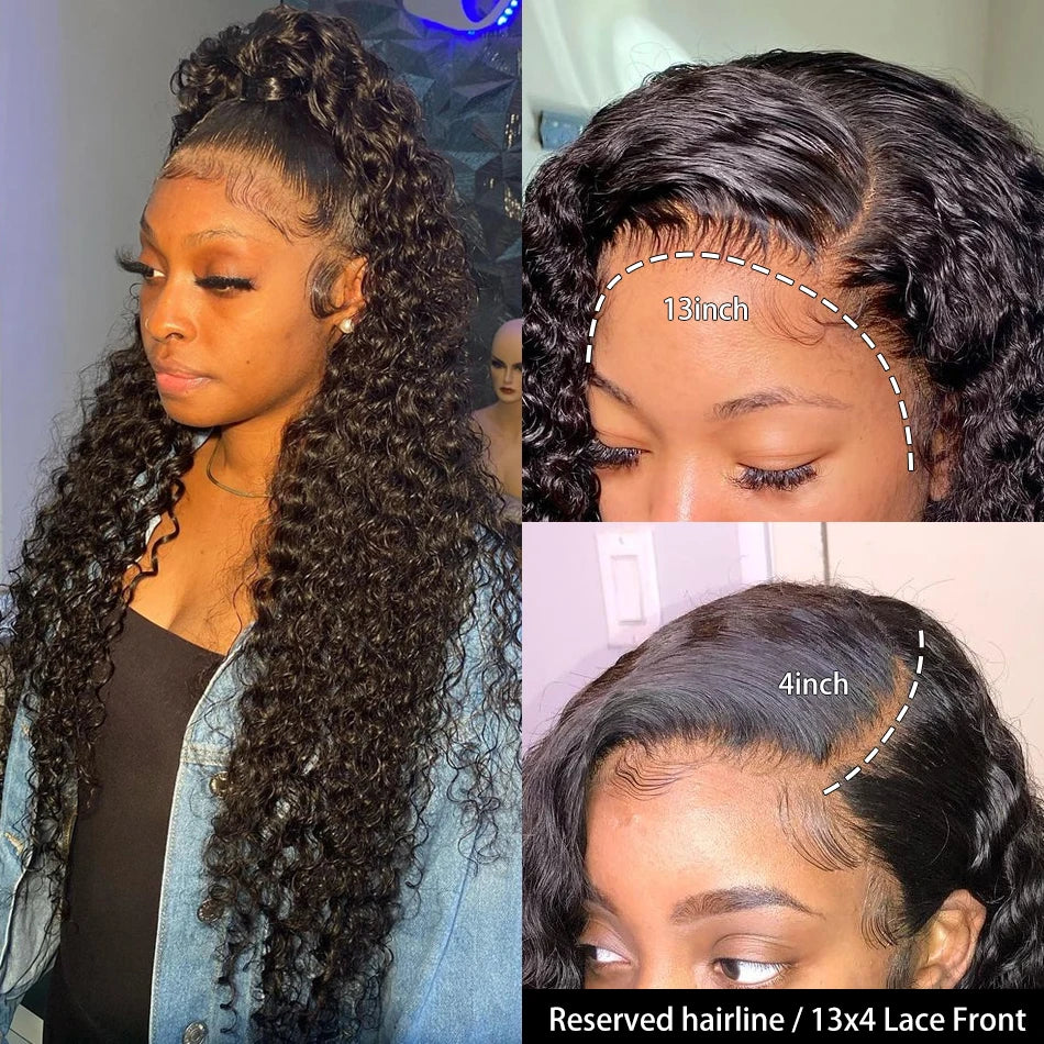 30-34 Inch Water Wave Full Lace Front Wig for Black Women