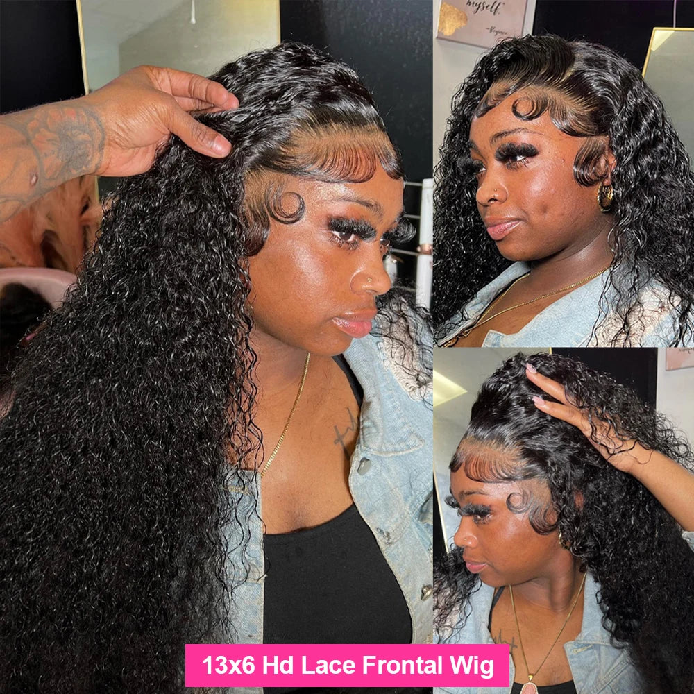 Water Wave Curly Lace Front Wig: Full Human Hair.