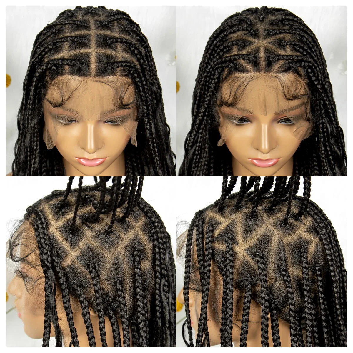 KIMA Synthetic Boho Braided Wigs Full Lace Knotless Bohemian Box Braids Wig Full Lace Goddess Locs Wigs with Curly Ends