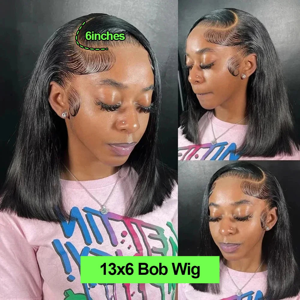 Bone Straight Short Bob Wigs 13x4 13x6 Lace Frontal Human Hair Wigs HD Transparent Lace Glueless Wig Ready to Wear For Women