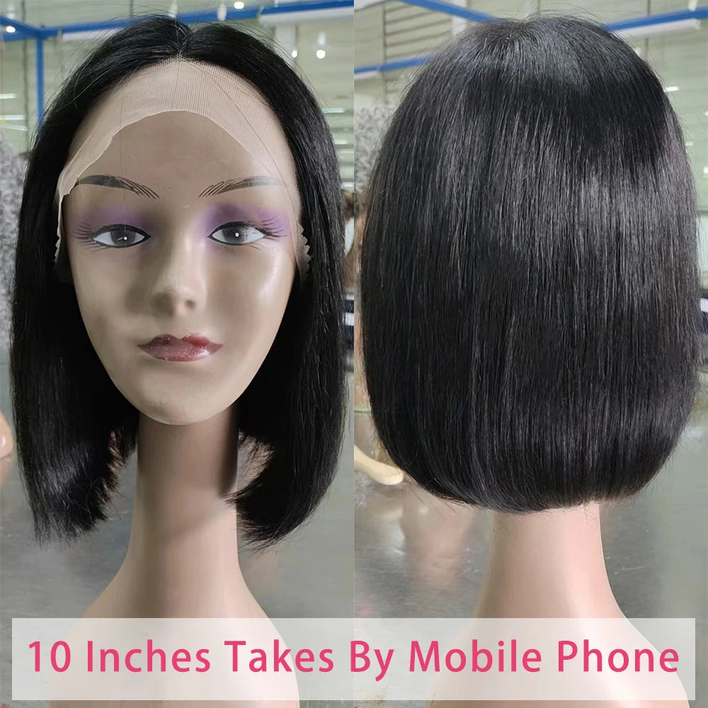 Go Glueless with Brazilian Straight Short Bob Lace Front Wig