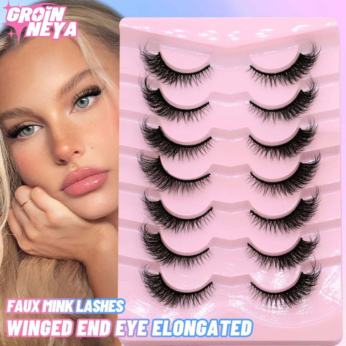 Cat Eye Lashes: Faux Mink, Soft Natural Long Strips.