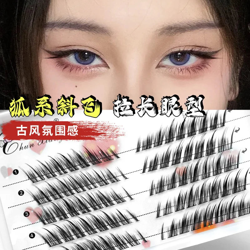 3D Fluffy Cluster Eyelash Extensions for Natural Fox Eye Effect.