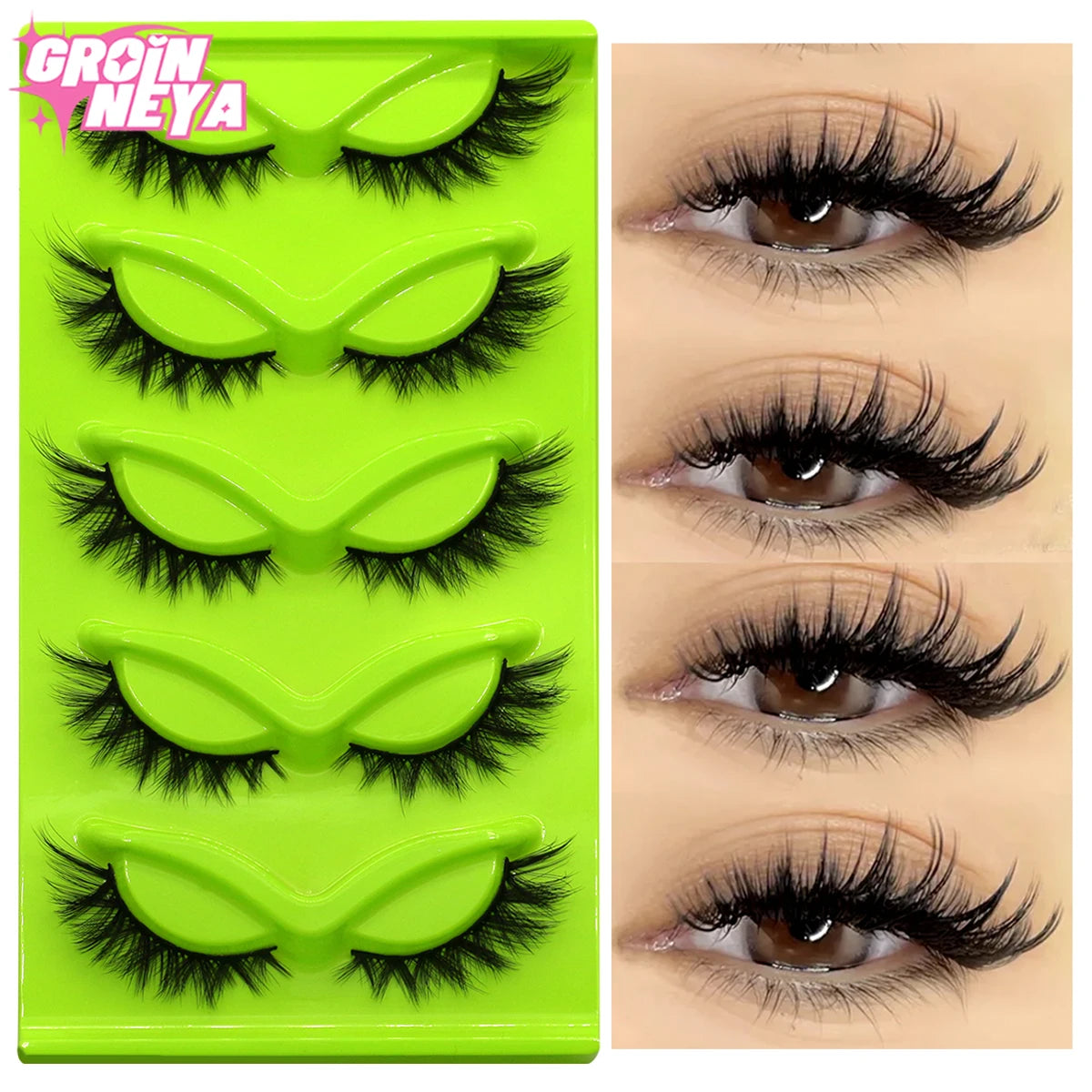 Cat Eye Lashes: 5 Pairs of Soft, Fluffy Faux Mink Eyelashes.