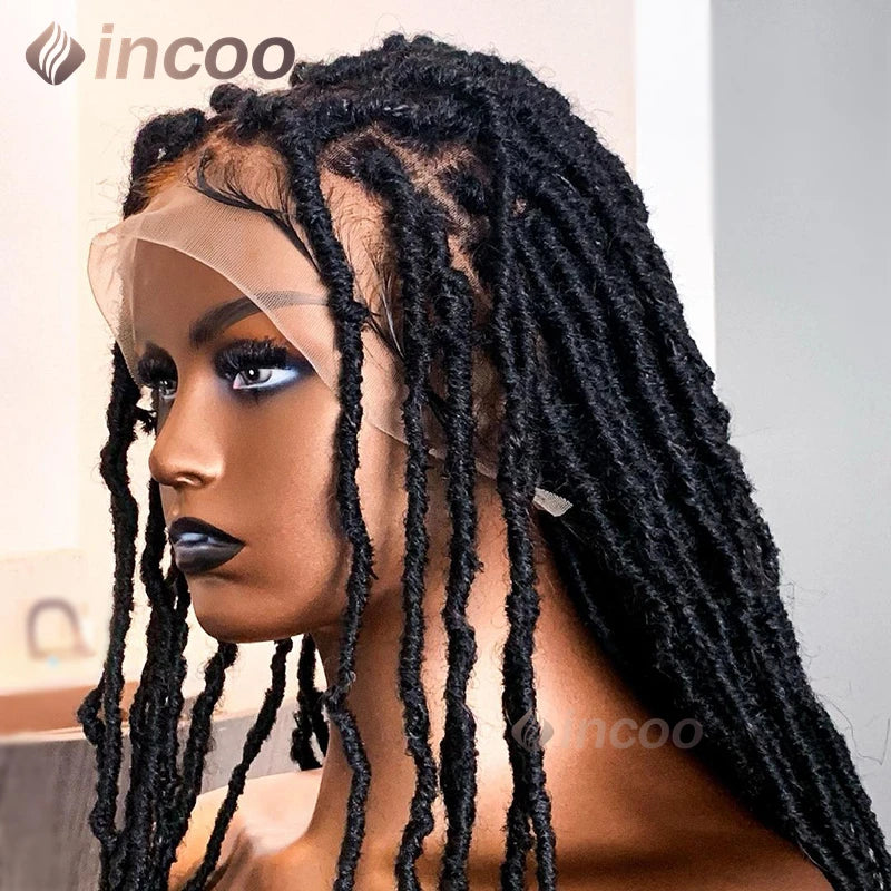 Long 40" Dreadlock Braided Wigs Synthetic Full Lace Front Wigs Butterfly Locs for Black Women Soft Senegalese Twist Braided Wigs