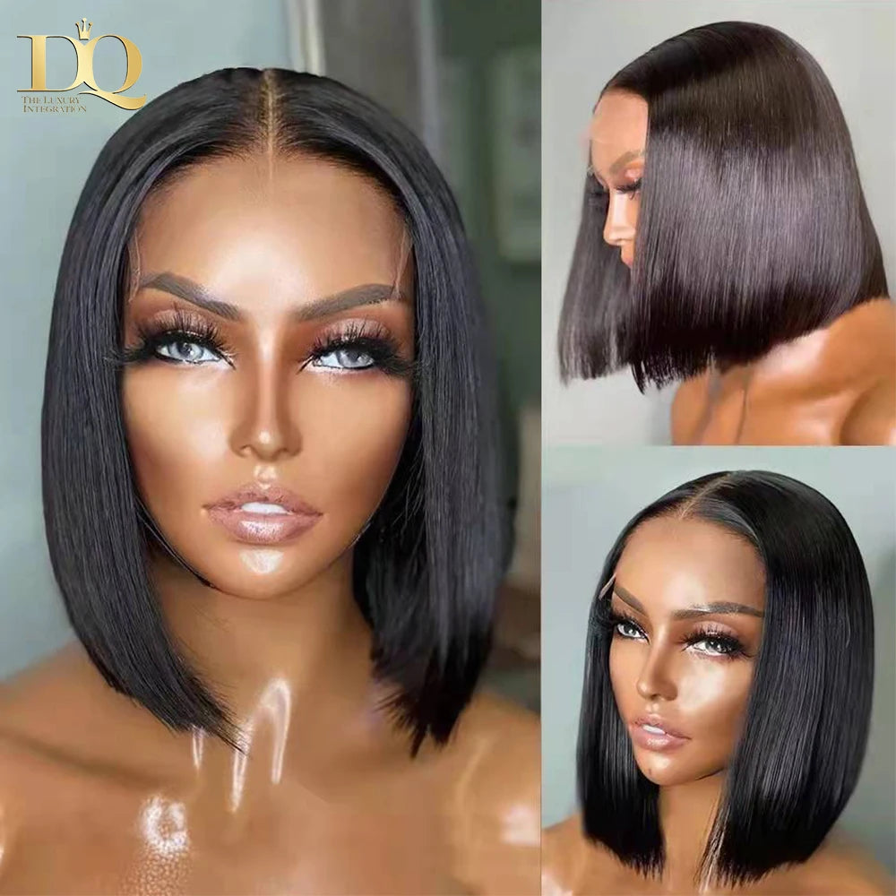 Go Glueless with Brazilian Straight Short Bob Lace Front Wig