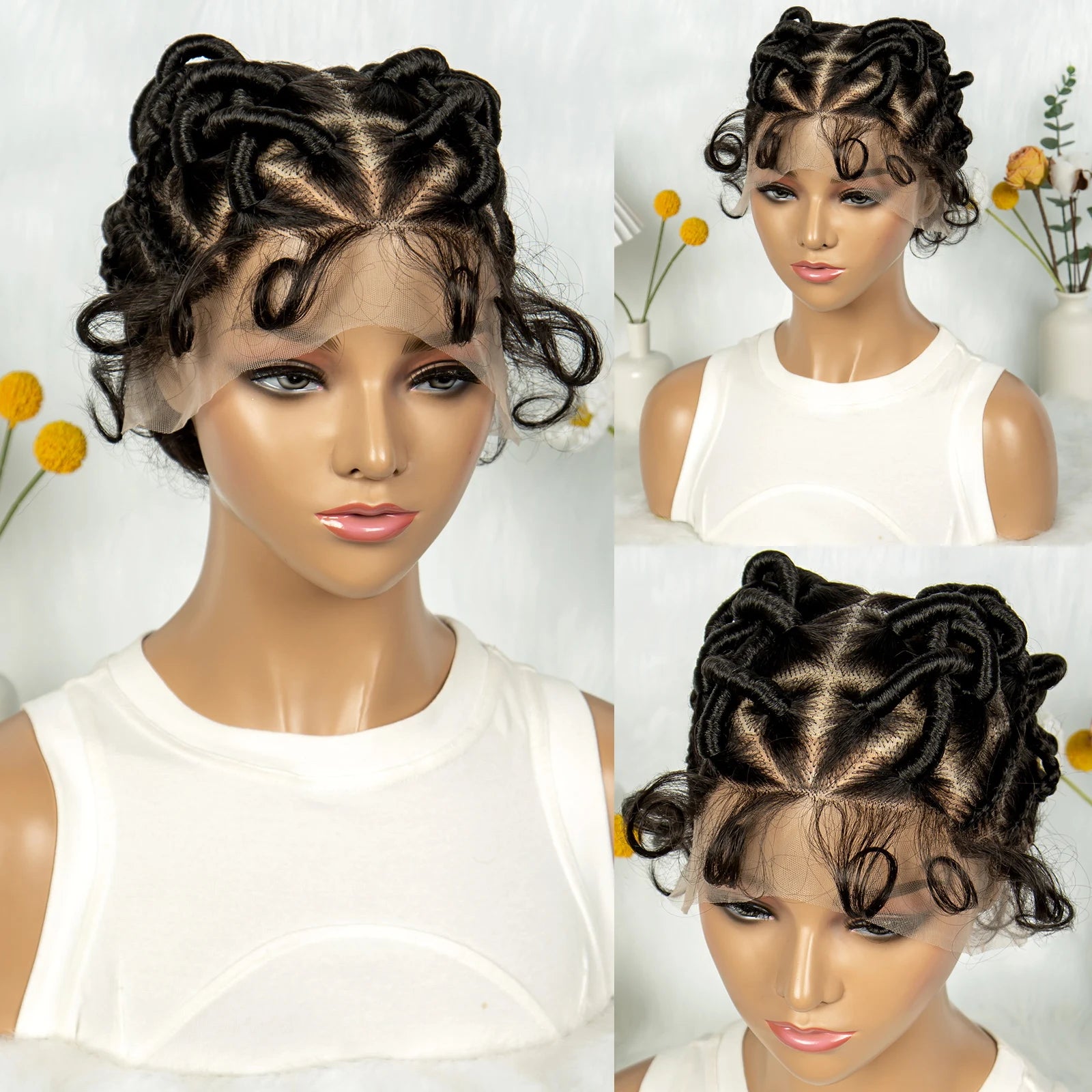 Kima Cornrow Braided Wigs Full Lace Synthetic Knotless  Locs Twisted Wigs Freestyle Expore for Black Women