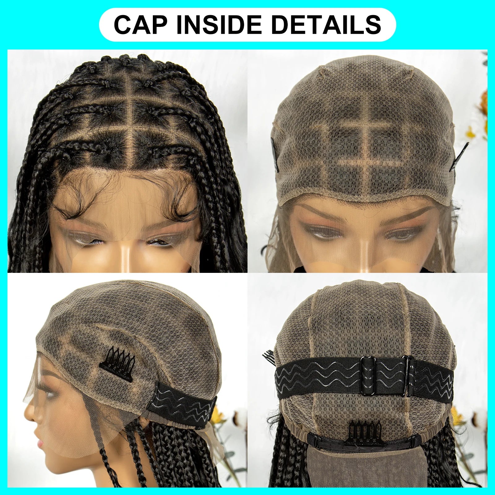 KIMA Synthetic Boho Braided Wigs Full Lace Knotless Bohemian Box Braids Wig Full Lace Goddess Locs Wigs with Curly Ends