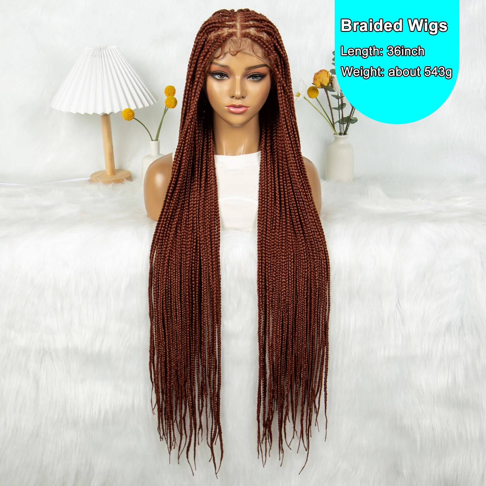 Synthetic Transparent HD Knotless Full Lace Braided Wigs For Black Women Crochet Braid Braiding Hair