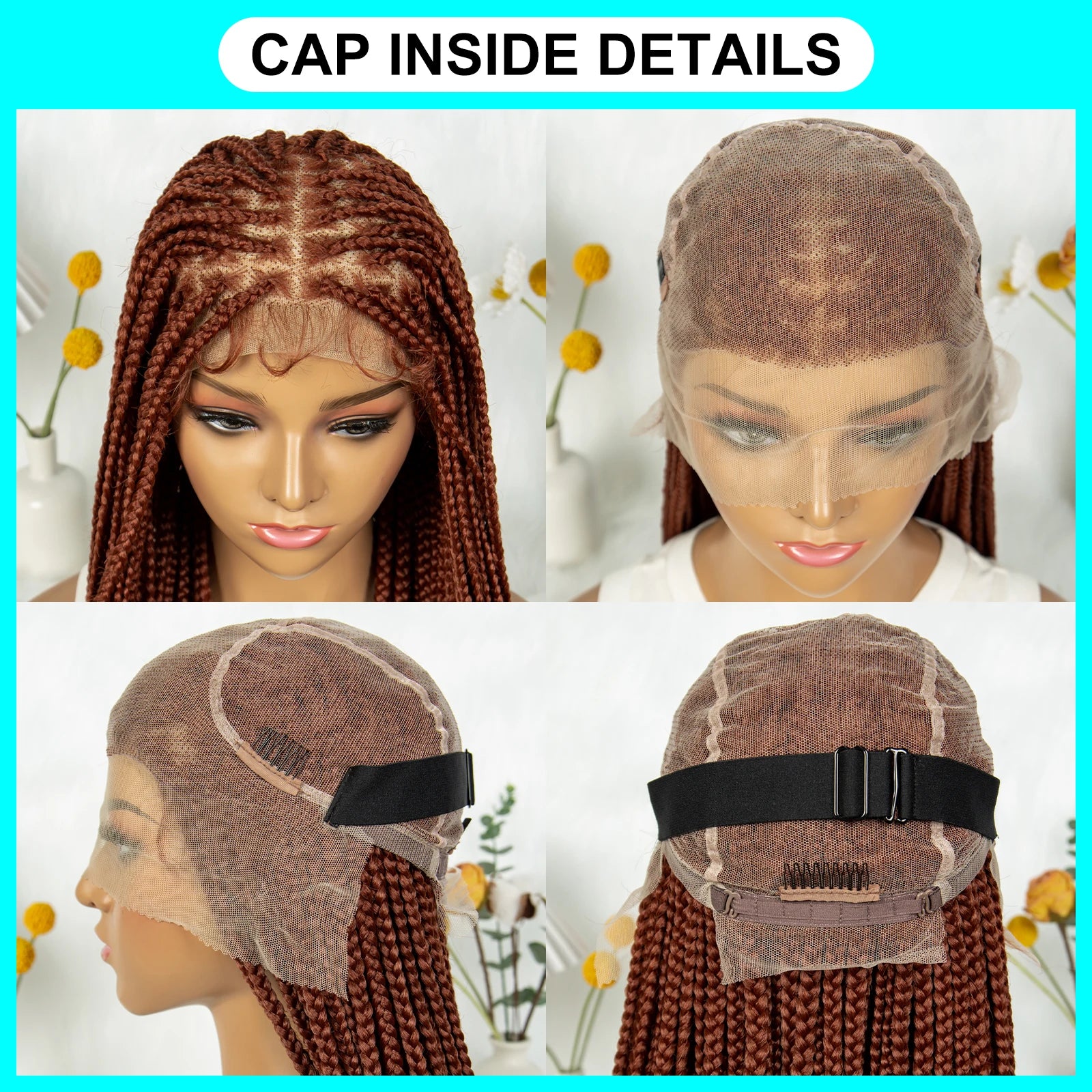 Synthetic Transparent HD Knotless Full Lace Braided Wigs For Black Women Crochet Braid Braiding Hair