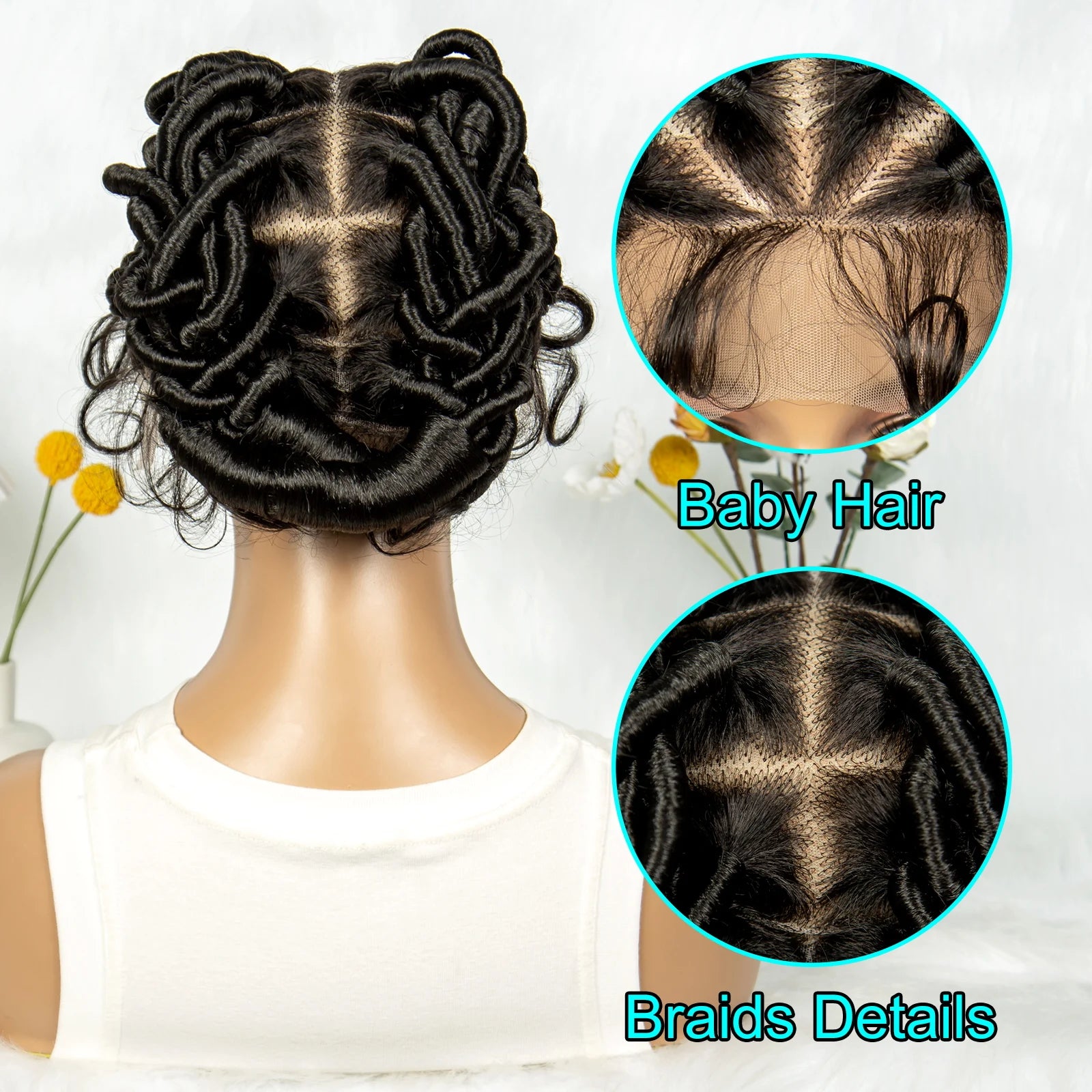 Kima Cornrow Braided Wigs Full Lace Synthetic Knotless  Locs Twisted Wigs Freestyle Expore for Black Women