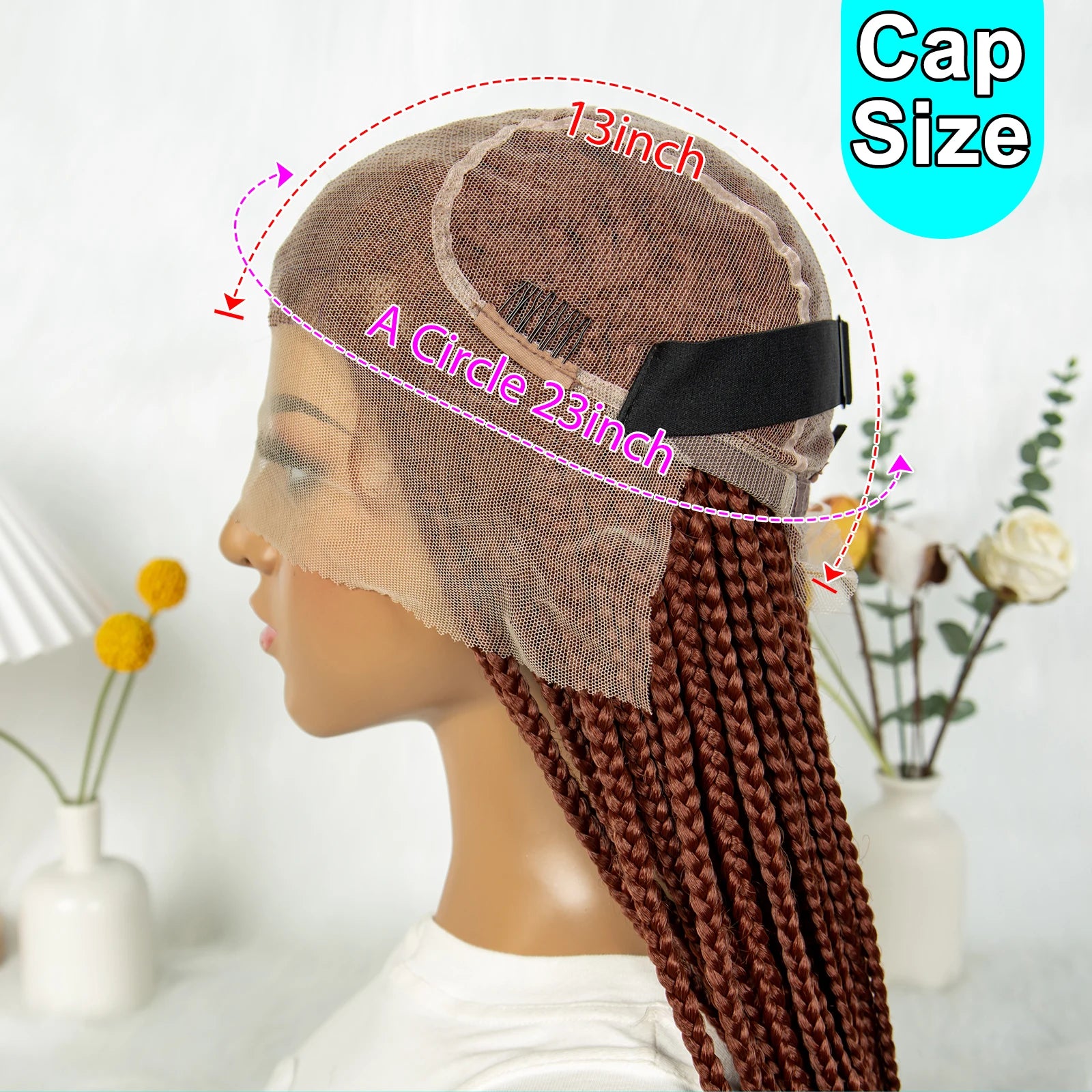 Synthetic Transparent HD Knotless Full Lace Braided Wigs For Black Women Crochet Braid Braiding Hair