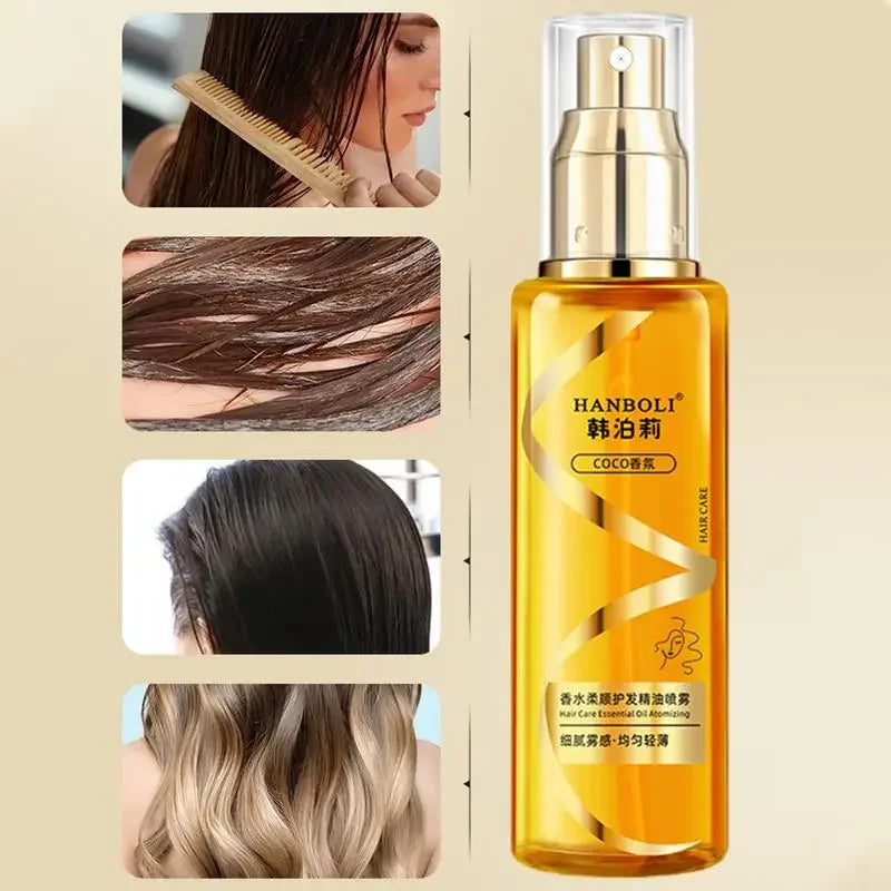 Perfume Hair Oil Spray: Moisturizing and Nourishing Sheen for Curly Hair, 100ml.