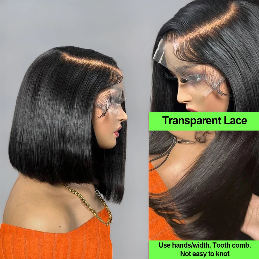 Bone Straight Short Bob Wigs 13x4 13x6 Lace Frontal Human Hair Wigs HD Transparent Lace Glueless Wig Ready to Wear For Women